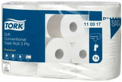 Tork Toalettpapír, T4 rendszer, 3 rétegű, 12 cm átmérő, Premium, TORK Soft, fehér (KHH134) (110317)