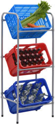 vidaXL Raft de depozitare pentru 3 lăzi, argintiu, 50x33x116 cm, oțel (285212) Raft