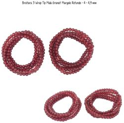 Bratara 3 Wrap Tip Mala Granat Margele Rotunde - 4 - 4, 9 mm