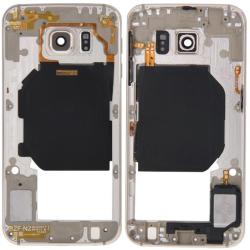  tel-szalk-018653 Samsung Galaxy S6 G920F hátlapi ház lemez kamera lencsével, oldaló gombok arany (tel-szalk-018653)