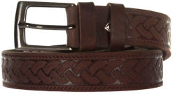 Judu 3 cm széles egész bőr, fonott mintás barna öv, 140 cm (3 cm fonott barna 140 cm)