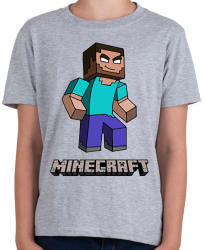 printfashion Minecraft - Herobrine - Gyerek póló - Sport szürke (2446674)