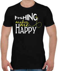 printfashion Fishing makes me happy - Férfi póló - Fekete (2457657)
