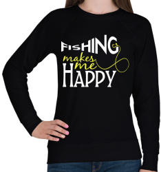 printfashion Fishing makes me happy - Női pulóver - Fekete (2457728)