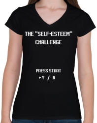 printfashion The "Self-Esteem" Game - Női V-nyakú póló - Fekete (2469747)