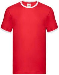 Fruit of the Loom Uniszex póló Rövid ujjú Fruit of the Loom Ringer T - XL, Piros/Fehér