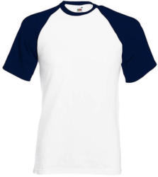 Fruit of the Loom Uniszex póló Rövid ujjú Fruit of the Loom Baseball T - M, Fehér/Mély sötétkék