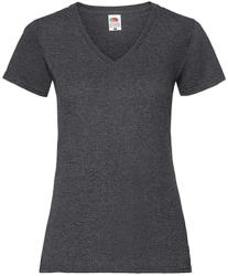 Fruit of the Loom Női póló Csapott ujjú Fruit of the Loom Valueweight V-Neck T Lady-Fit - XS, Sötét heather szürke