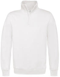 B&C Collection Uniszex pulóver hosszú ujjú B&C 1/4 Zip Sweat - WUI22 - M, Fehér