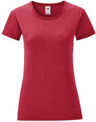 Fruit of the Loom Női rövid ujjú póló Fruit of the Loom Ladies' Iconic 150 T -S, Vintage Heather Piros