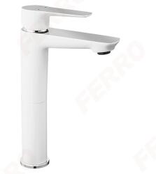 FERRO ADORE White / Chrome egykaros álló magasított mosdó csaptelep, fehér - króm színű, BDR2L