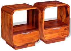 vidaXL Noptieră cu sertar 2 buc, lemn masiv de sheesham, 40x30x50 cm (243953)