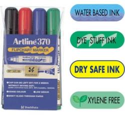 ARTLINE Flipchart marker ARTLINE 370 - Dry safe ink, corp plastic, varf rotund 2.0mm, 4 culori/set (EK-370/4W) - ihtis