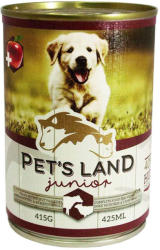 Pet's Land Pet's Land Dog Junior Konzerv Marhamáj-Bárányhús Almával 6x415g