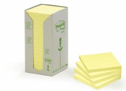Post-it Öntapadó jegyzettömb, 76x76 mm, 16x100 lap, környezetbarát, 3M POSTIT, sárga