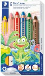 STAEDTLER Creioane colorate 3 in 1 + ascutitoare Noris Junior, 6 culori/set Staedtler STA140-C6-02 (STA140-C6-02)