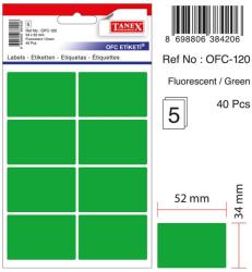 Tanex Etichete autoadezive color, 34 x 52 mm, 80 buc/set, Tanex - verde fluorescent (TX-OFC-120-FGR)