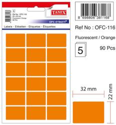 Tanex Etichete autoadezive color, 22 x 32 mm, 180 buc/set, Tanex - orange fluorescent (TX-OFC-116-FOG)