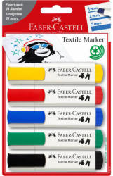 Faber-Castell Markere pentru textile, varf tesit, 5 culori/set FABER-CASTELL Textile FC159520