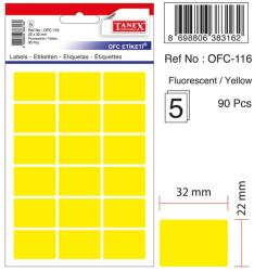 Tanex Etichete autoadezive color, 22 x 32 mm, 90 buc/set, TANEX - galben fluorescent (TX-OFC-116-FYE) - viamond