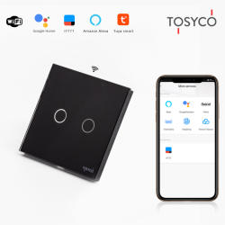 Tosyco Întrerupător dublu WIFI cu touch (tactil) din sticlă (TOS-C2G1WWIFI-W)