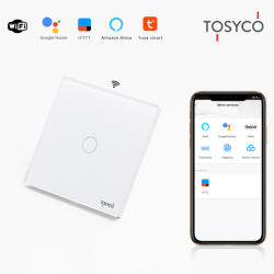 Tosyco Întrerupător simplu WIFI cu touch (tactil) din sticlă (TOS-C1G1WWIFI-W)