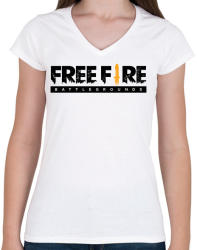 printfashion Free Fire - Női V-nyakú póló - Fehér (2502407)
