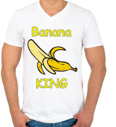 printfashion Banana king - Férfi V-nyakú póló - Fehér (2478676)