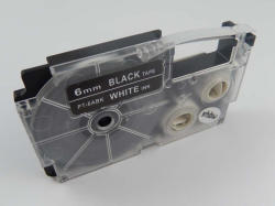 Compatibil Banda compatibila Casio XR-6ABK, 6mm x 8m text alb / fundal negru (XR6ABK)