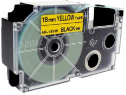 Compatibil Banda compatibila Casio XR-18YW1, 18mm x 8m text negru / fundal galben (XR18YW)
