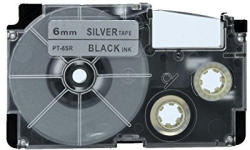Compatibil Banda compatibila Casio XR-6SR1 6mm x 8m text negru / fundal argintiu (XR6SR)