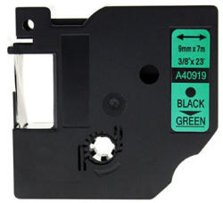 Compatibil Banda compatibila Dymo 40919, S0720740, 9mm x 7m text negru / fundal verde (40919)