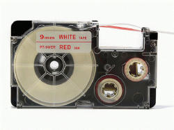 Compatibil Banda compatibila Casio XR-9WER 9mm x 8m text rosu / fundal alb (XR9WER)