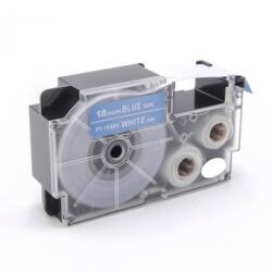 Compatibil Banda compatibila Casio XR-18ABU 18mm x 8m text alb / fundal albastru (XR18ABU)