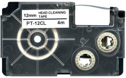 Compatibil Casio XR-12CL, 12mm x 4m, text negru / fundal alb, curatenie, banda compatibila (XR-12CL)