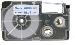 Compatibil Banda compatibila Casio XR-9WEB 9mm x 8m text albastru / fundal alb (XR9WEB)