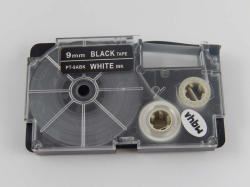 Compatibil Banda compatibila Casio XR-9ABK 9mm x 8m text alb / fundal negru (XR9ABK)