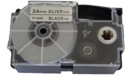 Compatibil Banda compatibila Casio XR-24SR1 24mm x 8m text negru / fundal argintiu (XR24SR)