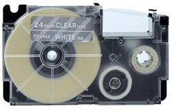 Compatibil Banda compatibila Casio XR-24AX 24mm x 8m text alb / fundal transparent (XR24AX)