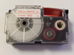 Compatibil Banda compatibila Casio XR-24WER 24mm x 8m text rosu / fundal alb (XR24WER)
