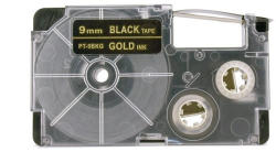 Compatibil Banda compatibila Casio XR-9BKG 9mm x 8m text auriu / fundal negru (XR9BKG)