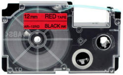 Compatibil Banda compatibila Casio XR-12RD1, 12mm x 8m text negru / fundal rosu (XR12RD)