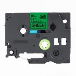 Compatibil Banda compatibila Brother TZ-FX741 / TZe-FX741, 18mm x 8m, flexi, text negru / fundal verde