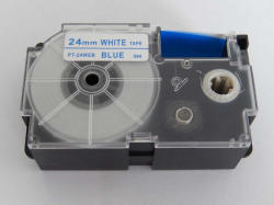 Compatibil Banda compatibila Casio XR-24WEB 24mm x 8m text albastru / fundal alb (XR24WEB)