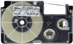 Compatibil Banda compatibila Casio XR-6X1, 6mm x 8m text negru / fundal transparent (XR6X)