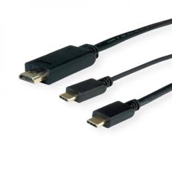 Roline Cablu USB-C la HDMI 4K@60Hz cu alimentare USB-C T-T 2m Negru, Roline 11.04. 5953 (11.04.5953-10)