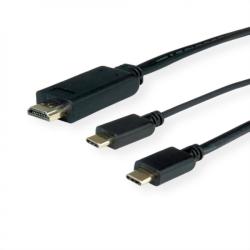 Roline Cablu USB-C la HDMI 4K60Hz cu alimentare USB-C T-T 2m Negru, Roline 11.04. 5953 (11.04.5953-10)