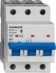 Schrack Intreruptor automat modular (MCB) AMPARO 10kA, D 50A, 3 poli (AM019350)