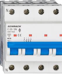 Schrack Intreruptor automat modular (MCB) AMPARO 6kA, C 25A, 3P+N (AM617825)