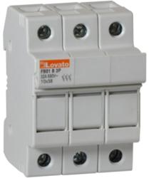 Lovato Suport fuziblie cu montaj pe sina R, FOR 10X38MM FUSES. 32A RATED CURRENT AT 690VAC, 3P. WITHOUT STATUS INDICATOR. 3 MODULES (FB01B3P)